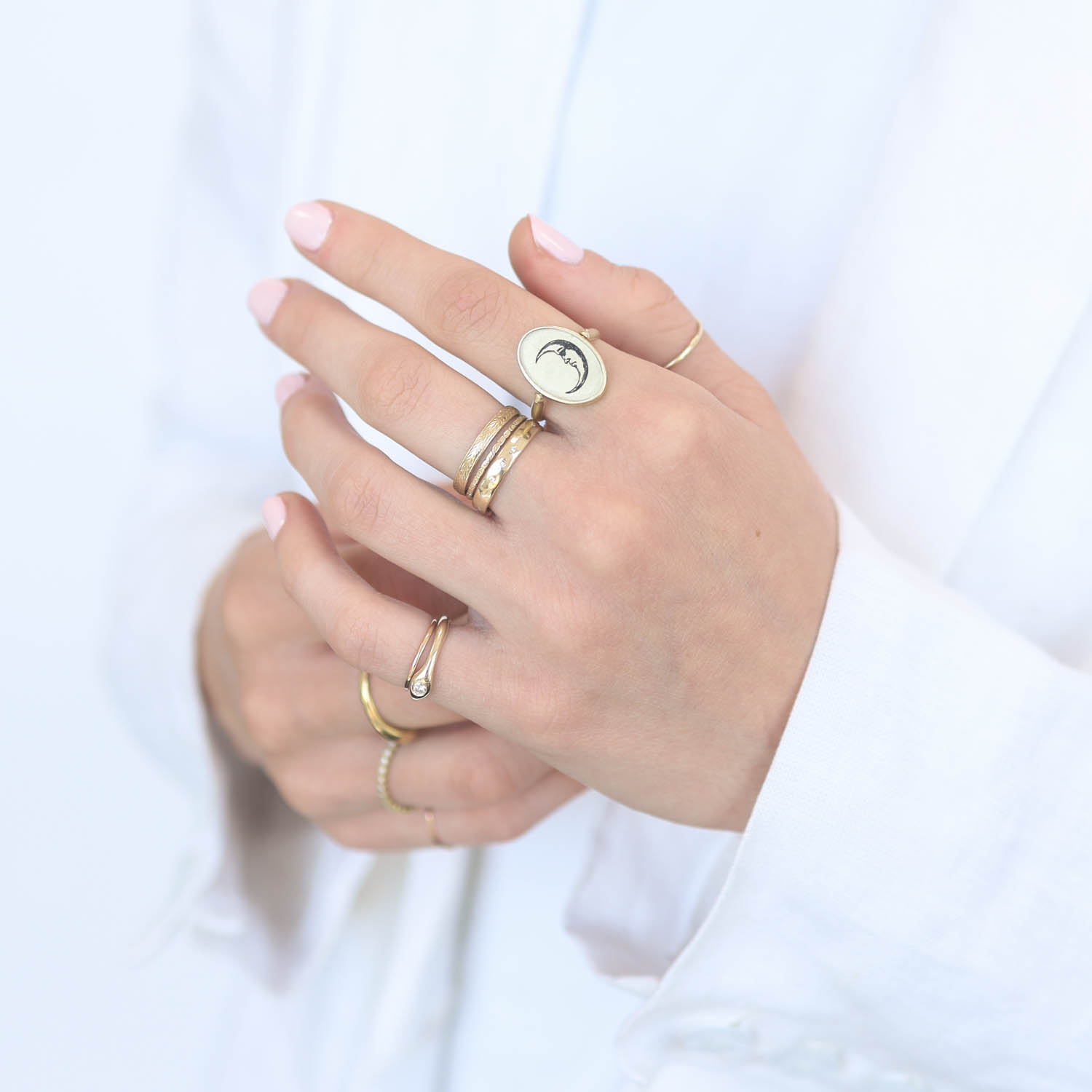 Anzu Fine: Flip Ring, Sun & Moon, 14k YG