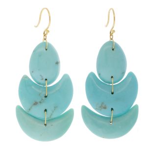 Ten Thousand Things: 18K Turquoise Stone Lotus Earrings