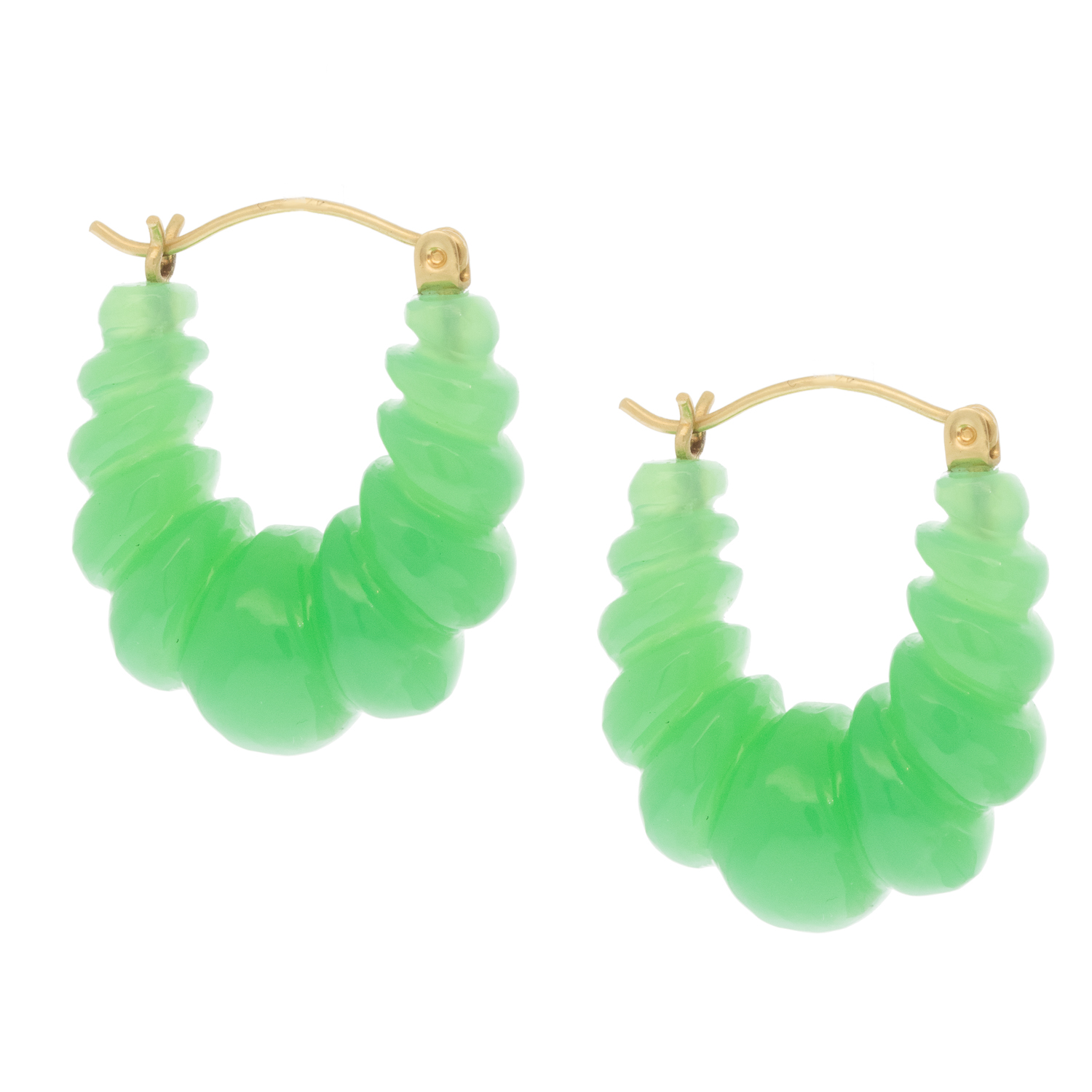 Ten Thousand Things: Chrysoprase Stone Carved Hoop