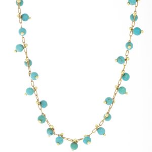 Ten Thousand Things: 18K Beaded Spiral All Around Turquoise Choker on 18K