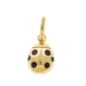 gigiCLOZEAU: Gold Classic Ladybug Pendant, Black