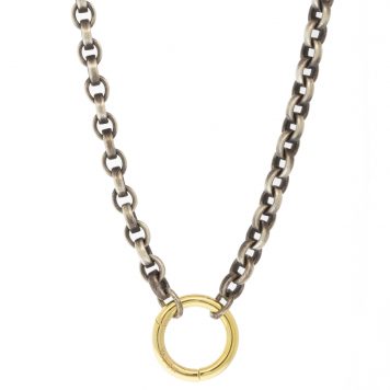 925SUNEERA: Open Rolo Two Tone Chain ,Plus round charm holder DONNA LOCK, /DONNA LOCK PRICE $600 if sold separately