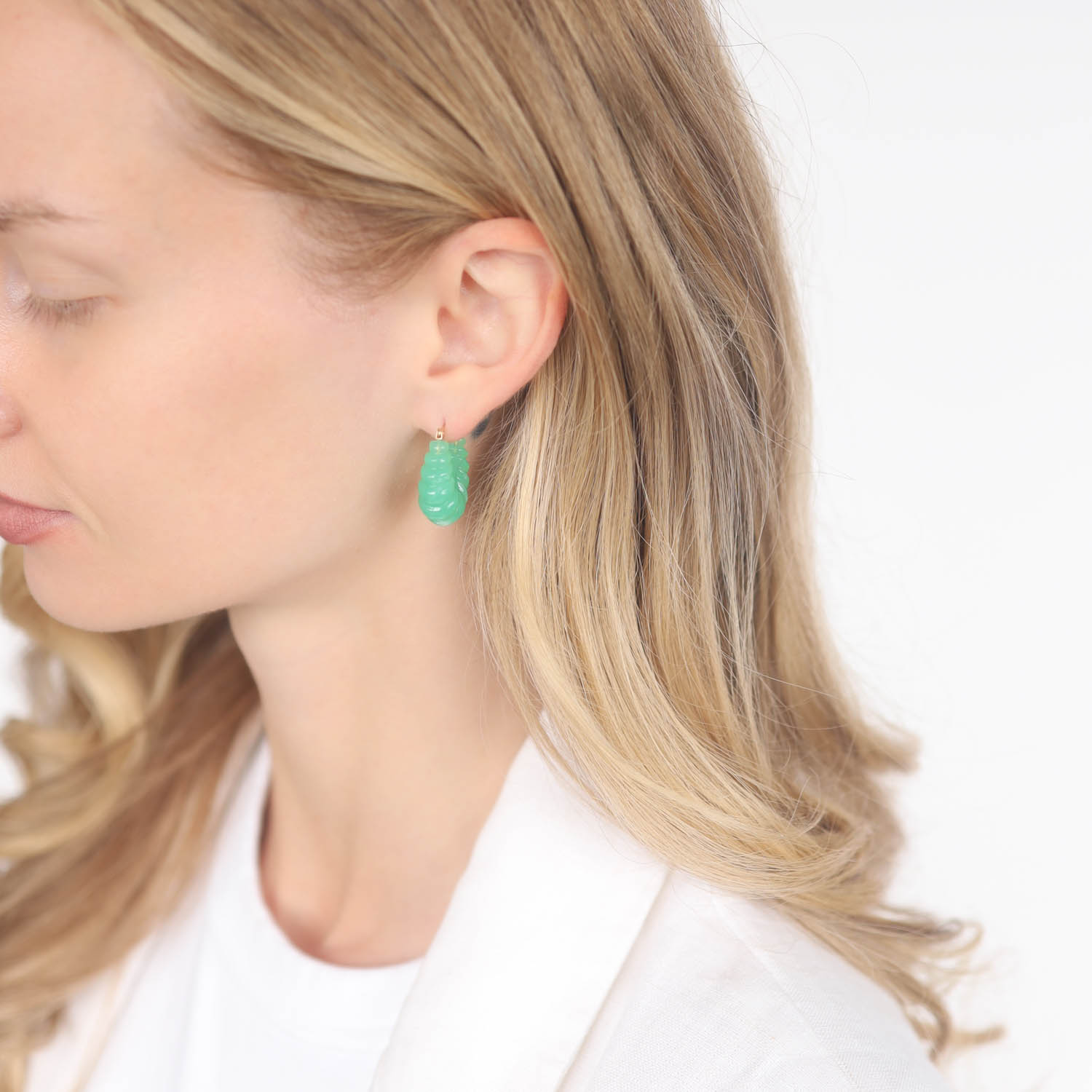 Ten Thousand Things: Chrysoprase Stone Carved Hoop