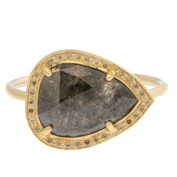 Celine Daoust: Stella Diamond Ring, Rosecut and Brilliant Diamonds, 14k YG, One of a kind, Teardrop