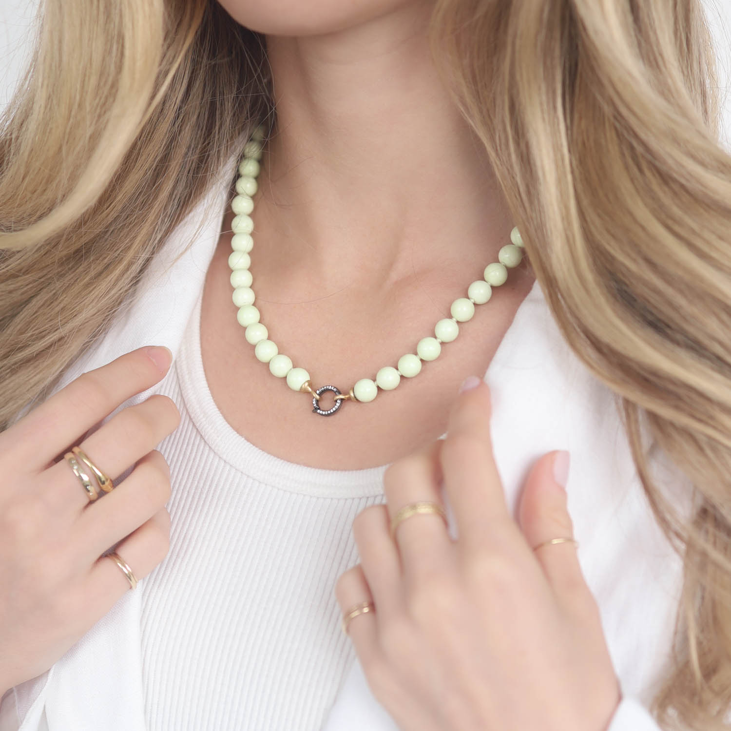 Erica Molinari: 18k open ended lemon chrysoprase