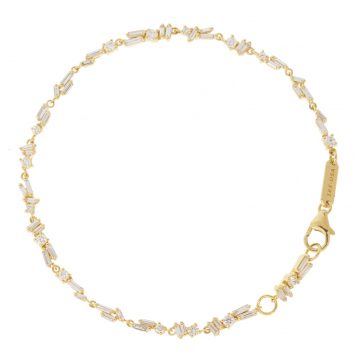 Suzanne Kalan: Tennis bracelet, 18K Gold, 0.78ct,White Baguette Diamond on Firework Setting .44ct,7" Length