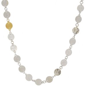 Gurhan:Necklace,lush all around in ss layered with 24k gold,1 gold flake,18"