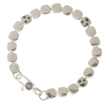 Gurhan:Men's bracelet,Silver,amorphous metal links,black diamonds,0.264ctw,8"