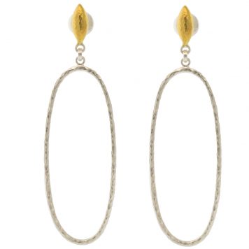 Gurhan:Earrings,Drops SS p[lated with 24k yg ,vermeil wheat top,2.15"
