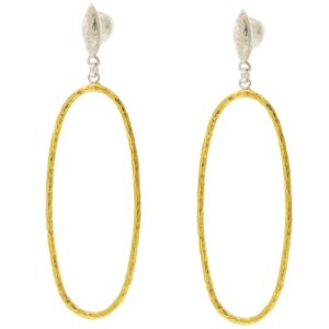 Gurhan:Drop earrings,SS plated with 24k,hoop drop ss wheat top,2.15"