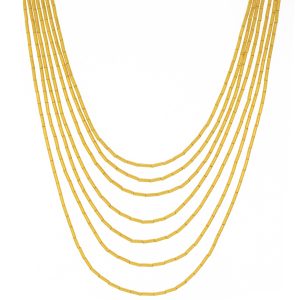 Gurhan:Necklace,Graduated 7 strands,24k gold drizzle beads,14-18"