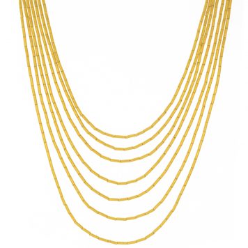 Gurhan:Necklace,Graduated 7 strands,24k gold drizzle beads,14-18"