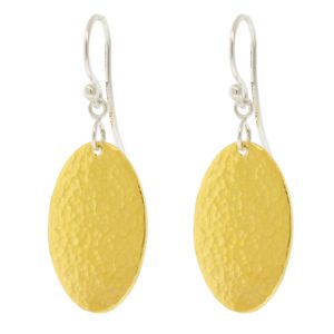 Gurhan:Earrings,ss 24k plated 23x15mm vertical mango flake