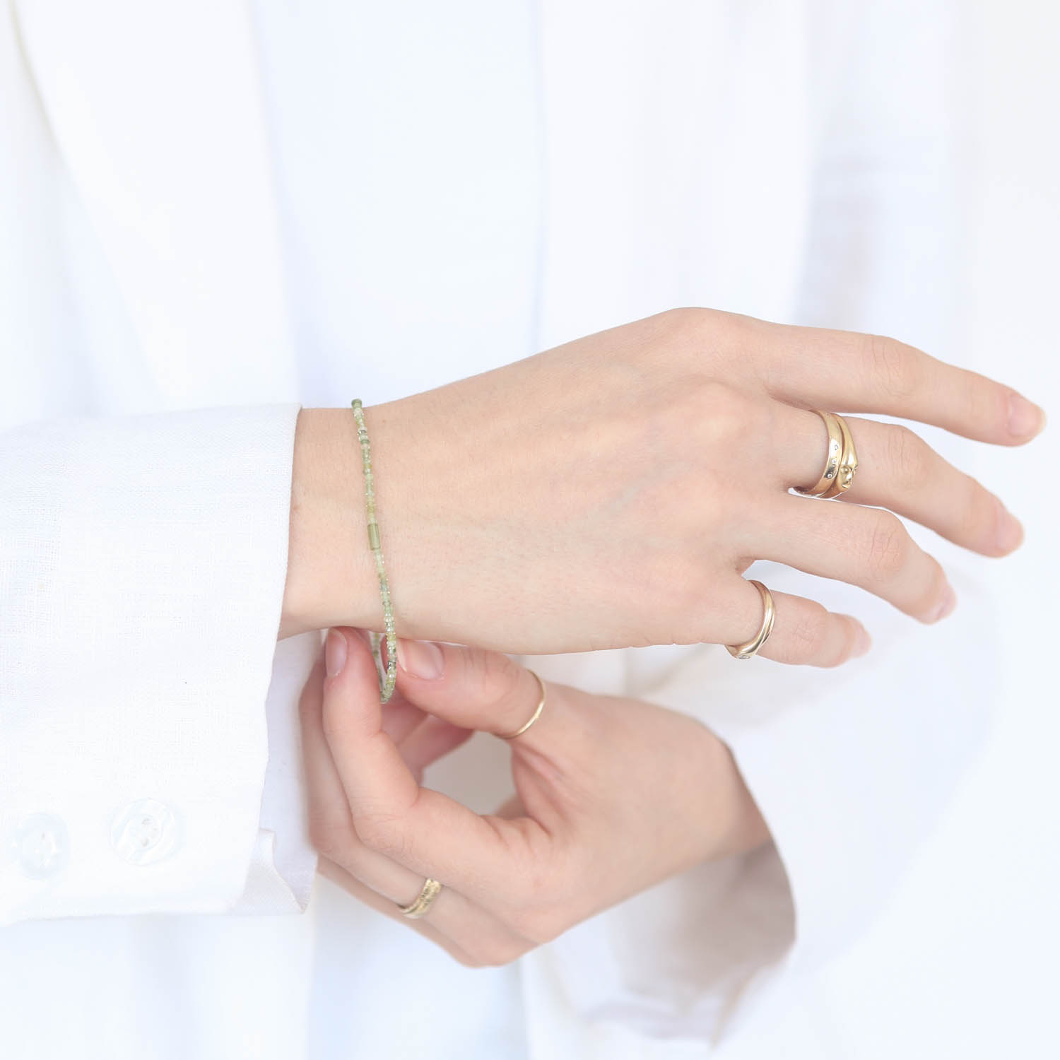 Margaret Solow: Bracelet, SS Clasp, Green Tourmaline