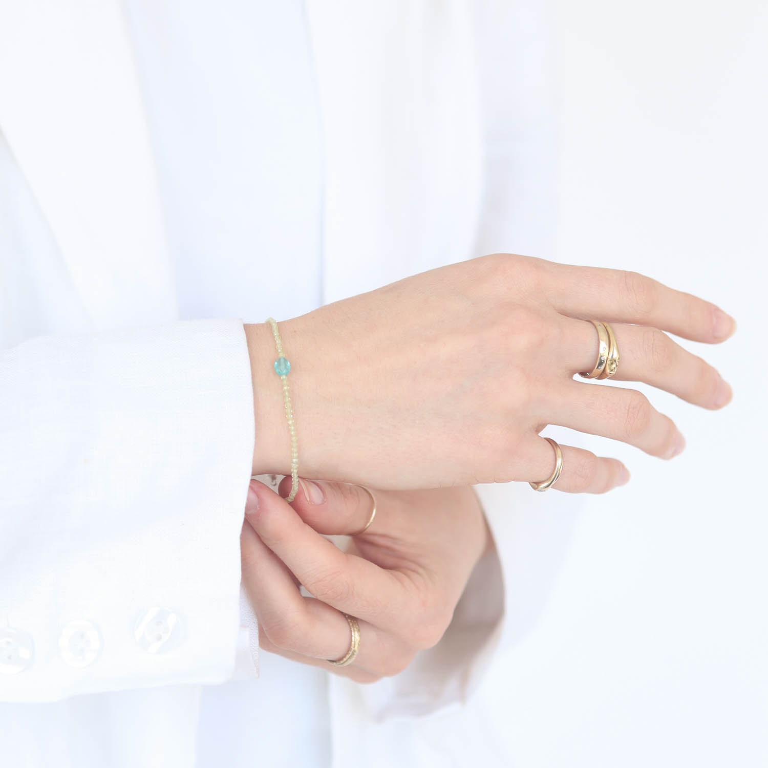 Margaret Solow: Bracelet, SS Clasp, Peridot & Apatite