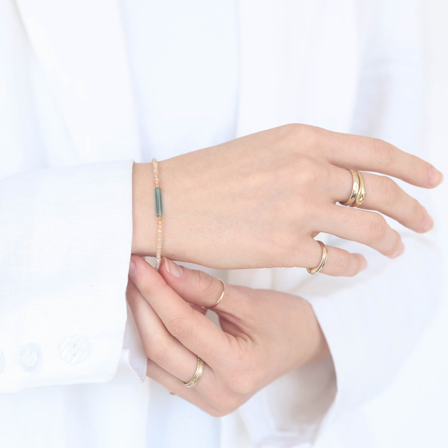 Margaret Solow: Bracelet, SS Clasp, Zircon & Tourmaline