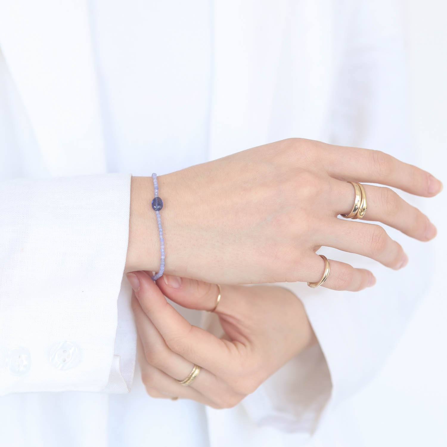 Margaret Solow: Bracelet, SS Clasp, Tanzanite & Sapphire