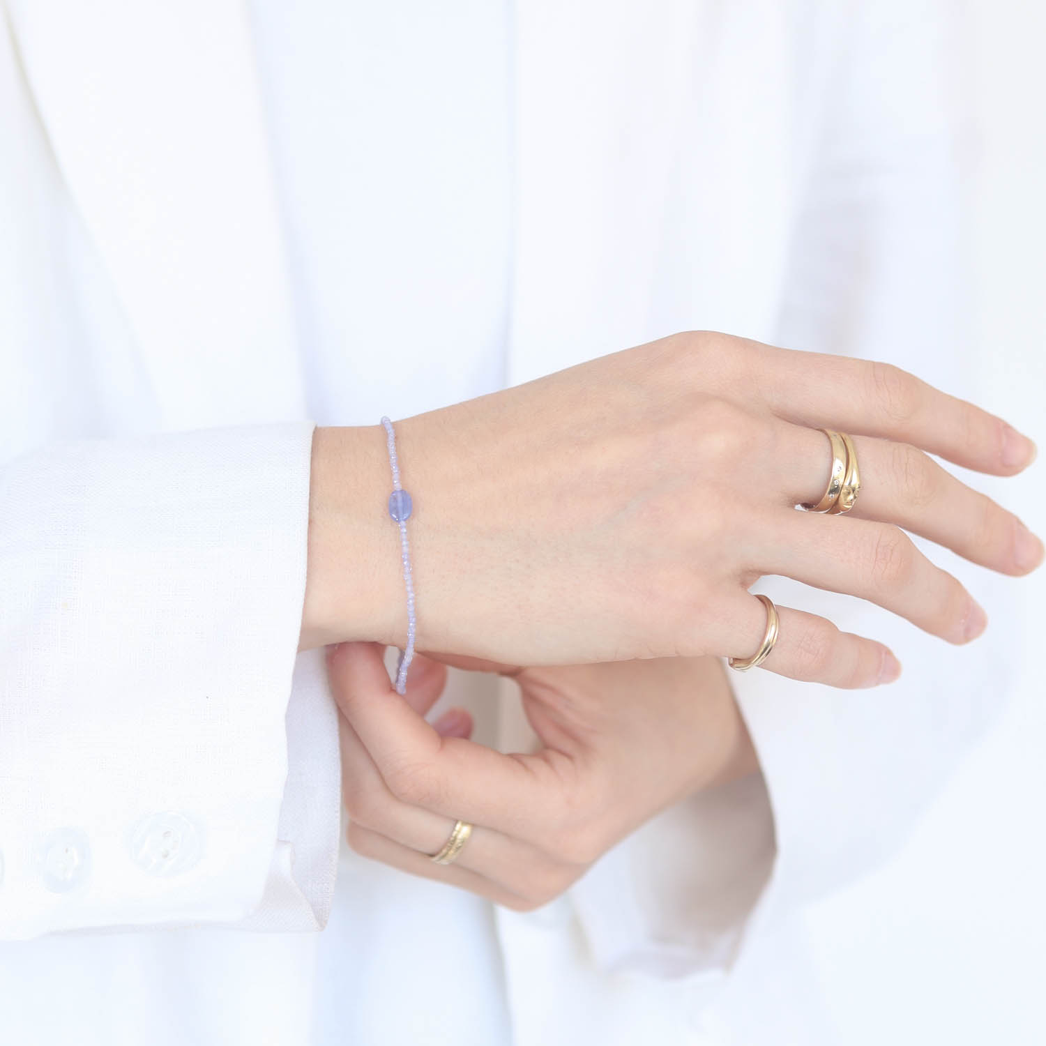 Margaret Solow: Bracelet, SS Clasp, Tanzanite & Tanzanite