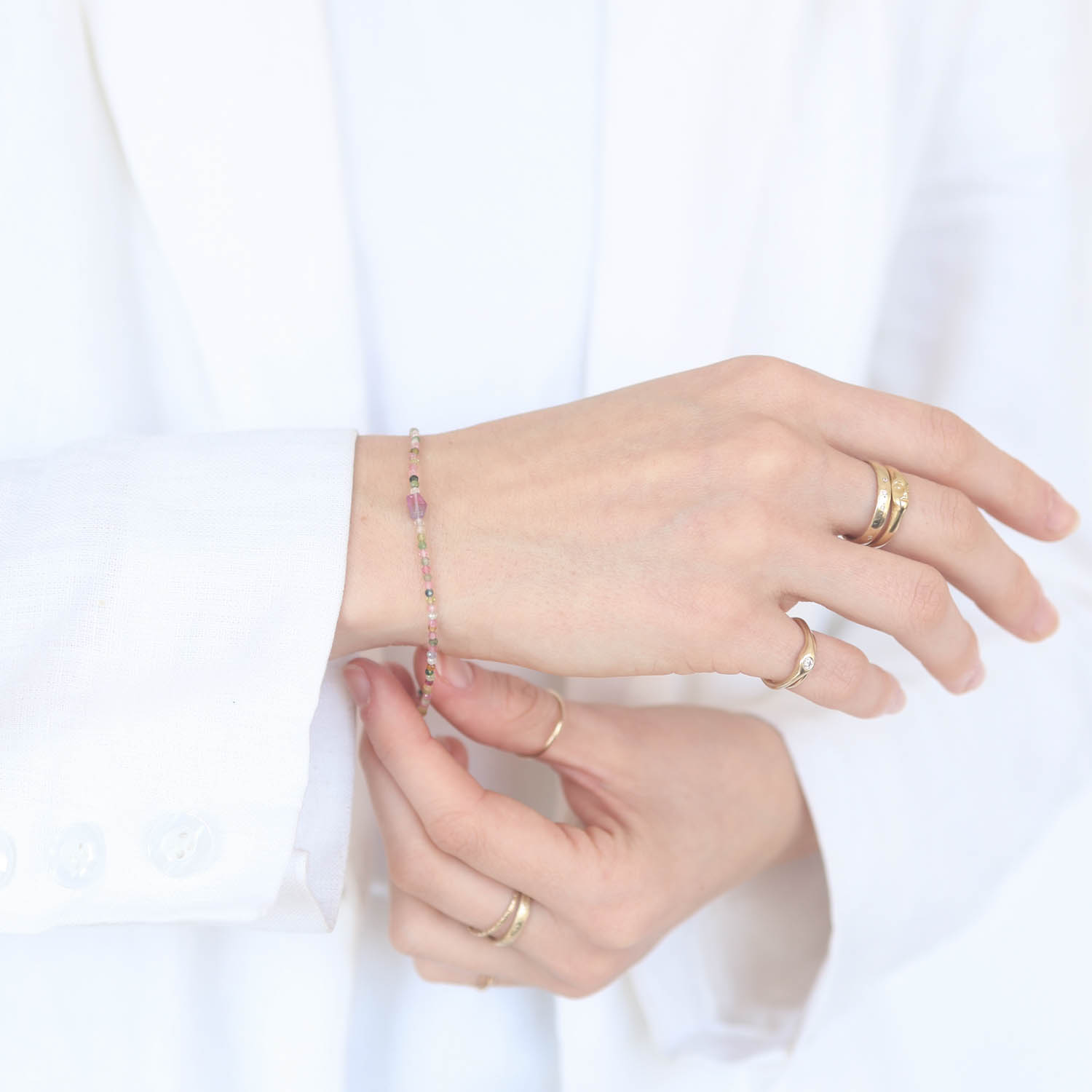 Margaret Solow: Bracelet, SS Clasp, Watermelon Tourmaline