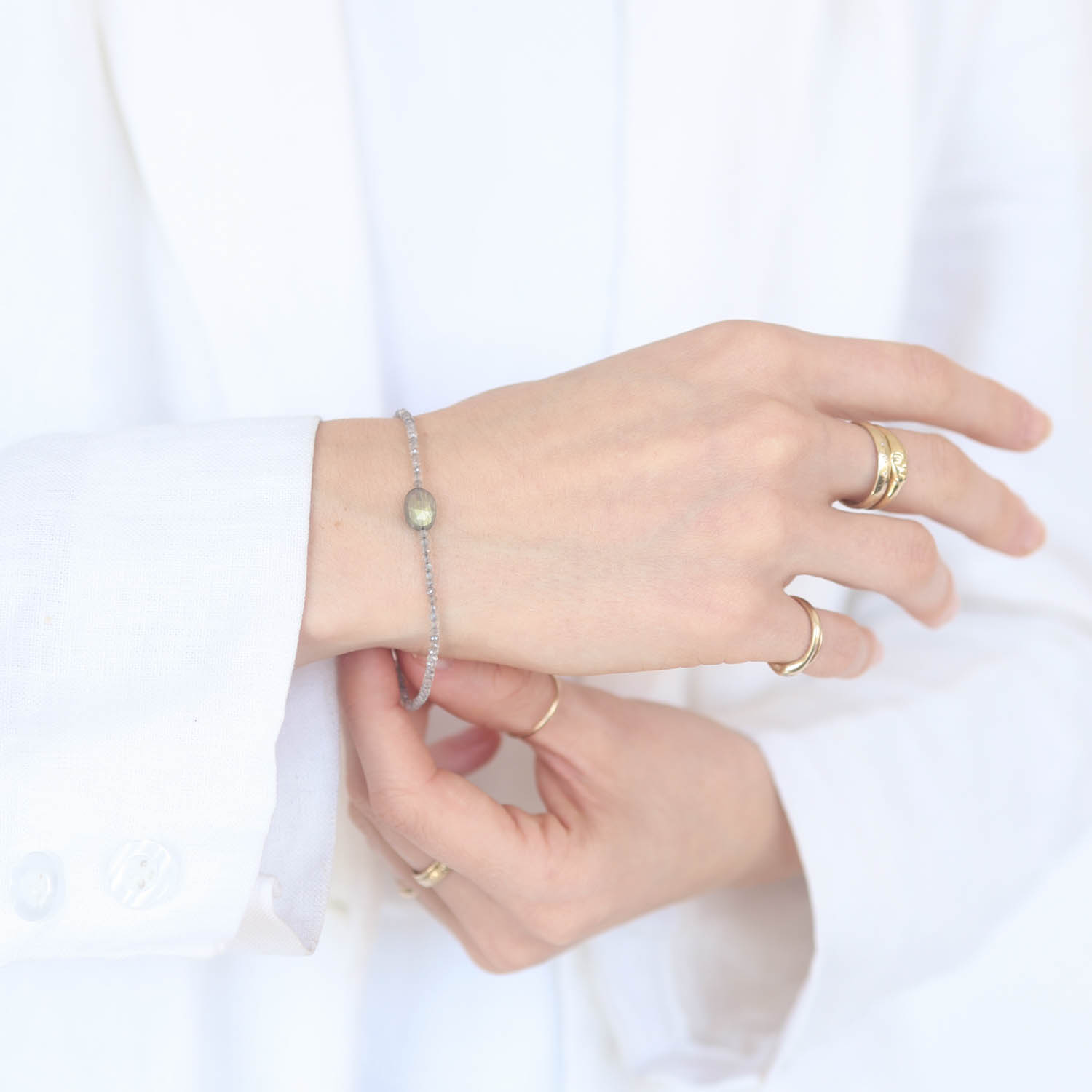 Margaret Solow: Bracelet, SS Clasp, Laboradorite