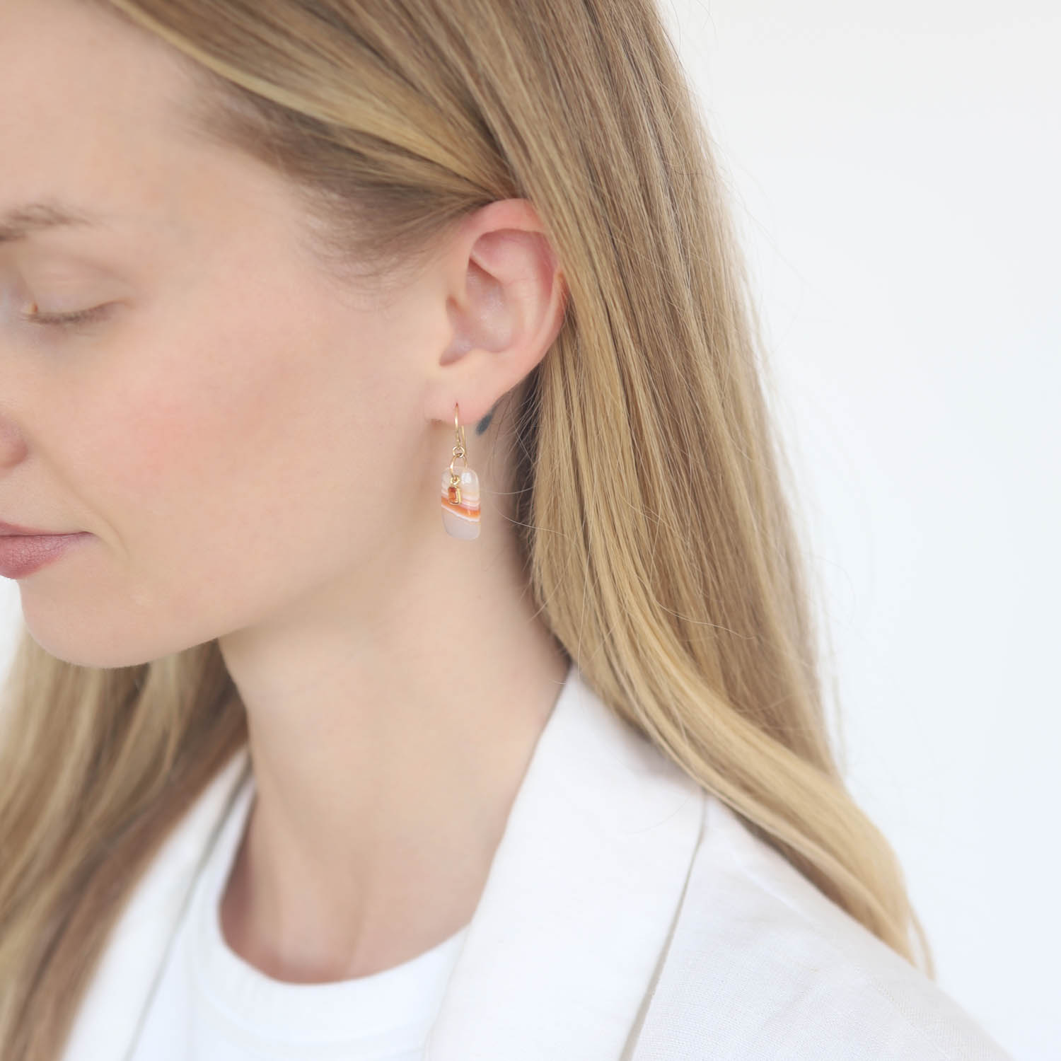 Margaret Solow: Earrings, 18K, Agate & Sapphire