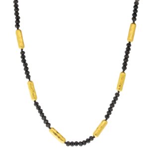 Gurhan:Necklace,SINGLE STRAND,faceted black Spinel beads.7.70ctw,16",18k clasp