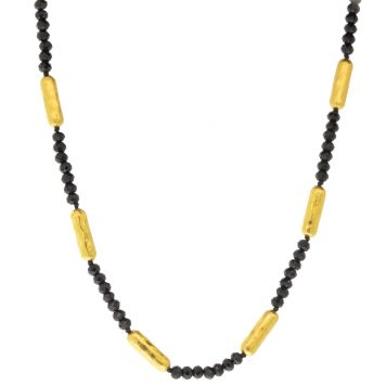 Gurhan:Necklace,SINGLE STRAND,faceted black Spinel beads.7.70ctw,16",18k clasp