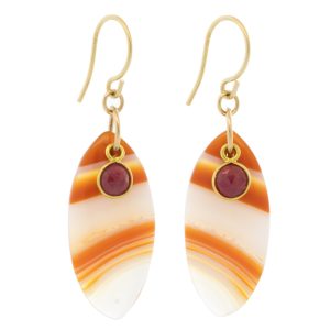 Margaret Solow: Earrings, 18K, Agate & Ruby