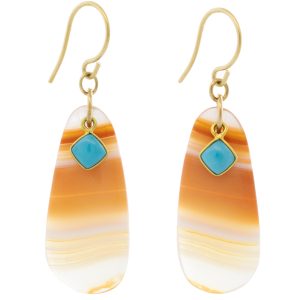 Margaret Solow: Earrings, 18K, Agate & Sleeping Beauty Turquoise