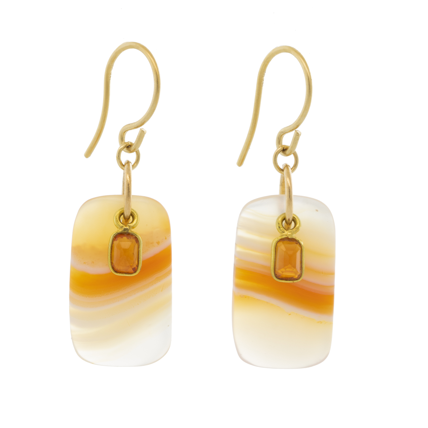 Margaret Solow: Earrings, 18K, Agate & Sapphire