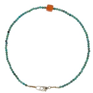 Margaret Solow: Bracelet, SS Clasp, Turquoise & Carnelian
