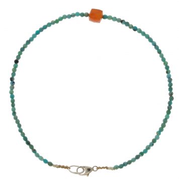 Margaret Solow: Bracelet, SS Clasp, Turquoise & Carnelian