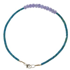 Margaret Solow: Bracelet, SS Clasp, Heishi Turquoise & Tanzanite