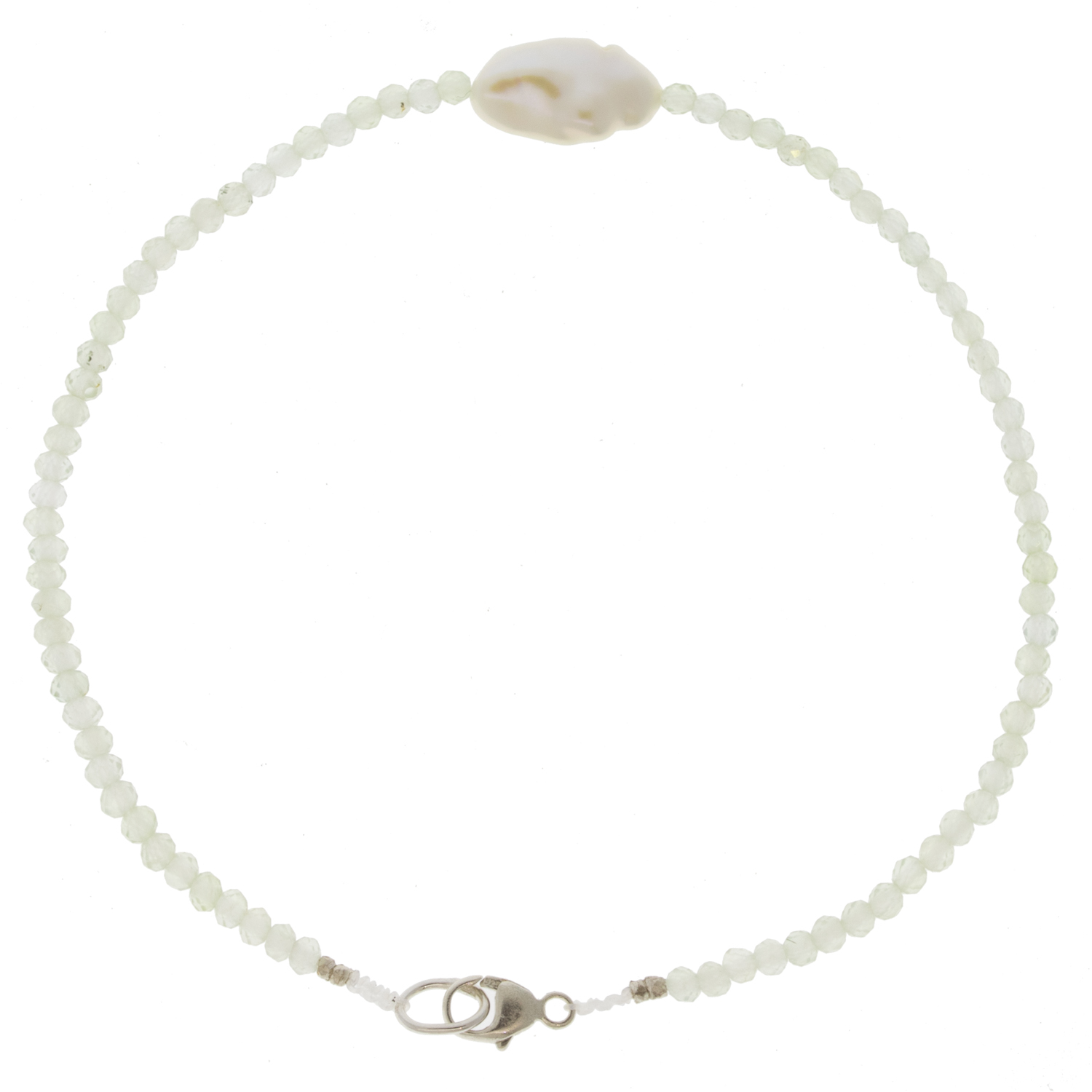 Margaret Solow: Bracelet, SS Clasp, Prehnite & Pearl