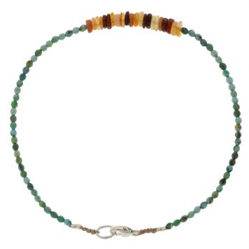 Margaret Solow: Bracelet, SS Clasp, Turquoise & Fire Opal