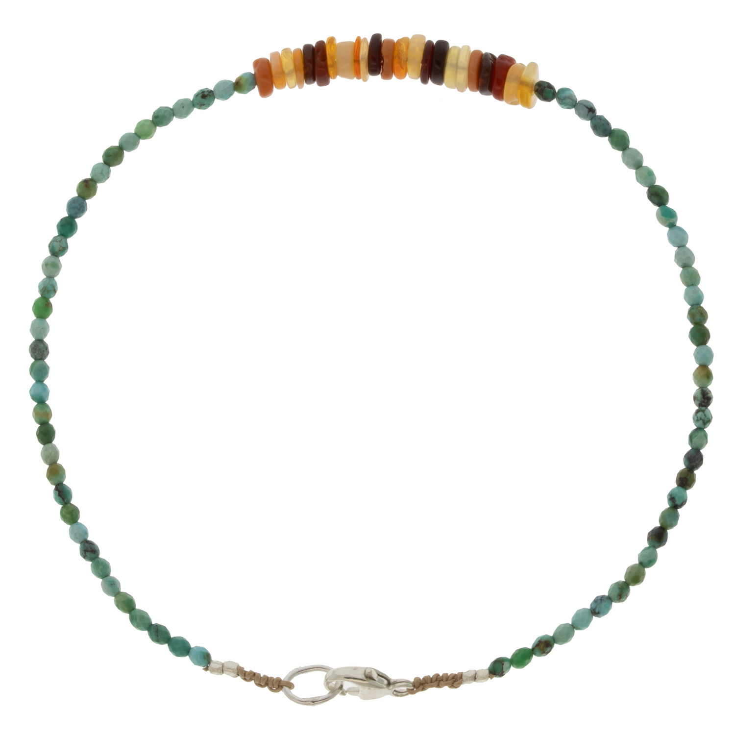 Margaret Solow: Bracelet, SS Clasp, Turquoise & Fire Opal