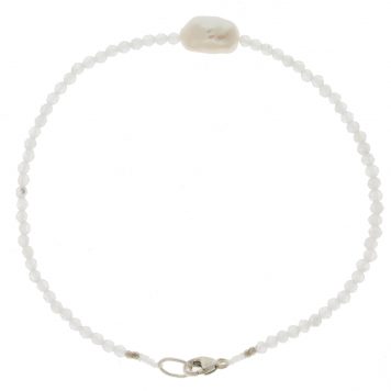 Margaret Solow: Bracelet, SS Clasp, Rainbow Moonstone & Large Keishi Pearl
