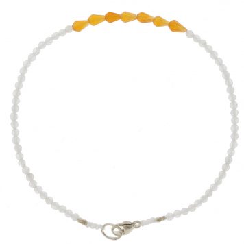 Margaret Solow: Bracelet, SS Clasp, Rainbow Moonstone & Carnelian