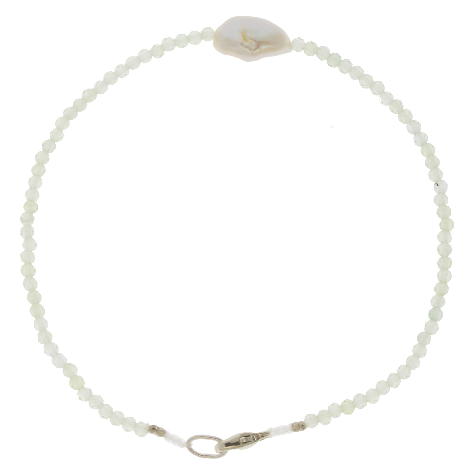 Margaret Solow: Bracelet, SS Clasp, Prehnite & Pearl