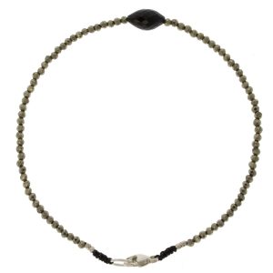 Margaret Solow: Bracelet, SS Clasp, Pyrite & Tourmaline - Round