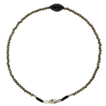 Margaret Solow: Bracelet, SS Clasp, Pyrite & Tourmaline - Round