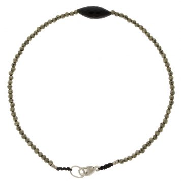 Margaret Solow: Bracelet, SS Clasp, Pyrite & Tourmaline - Marquise