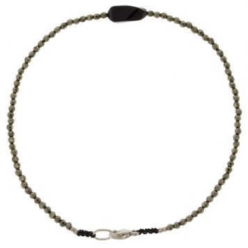 Margaret Solow: Bracelet, SS Clasp, Pyrite & Tourmaline - Organic