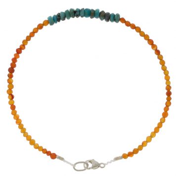 Margaret Solow: Bracelet, SS Clasp, Carnelian & Turquoise