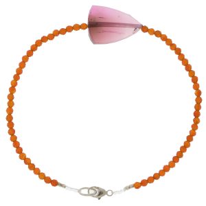 Margaret Solow: Bracelet, SS Clasp, Carnelian & Tourmaline - Large Triangle Trm