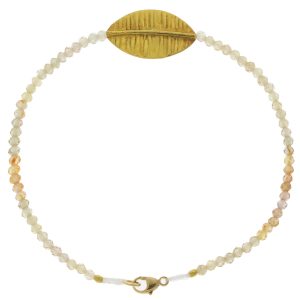 Margaret Solow: Bracelet, 20K, Zircon w/ Gold Leaf