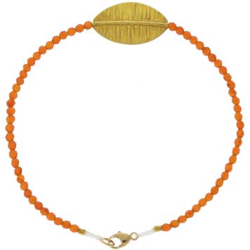 Margaret Solow: Bracelet, 20K, Carnelian w/ Gold Leaf