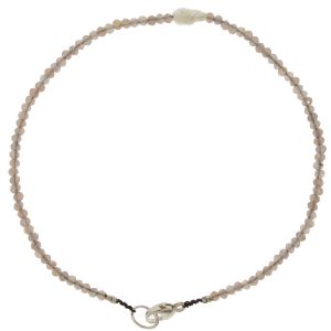 Margaret Solow: Bracelet, SS Clasp, Chocolate Moonstone & Pearl - Single Pearl