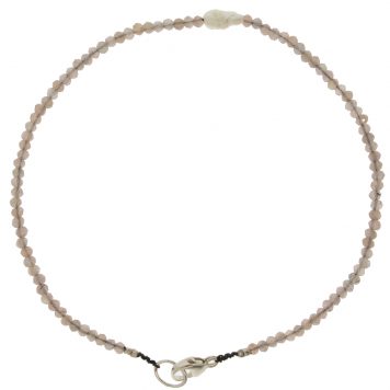 Margaret Solow: Bracelet, SS Clasp, Chocolate Moonstone & Pearl - Single Pearl