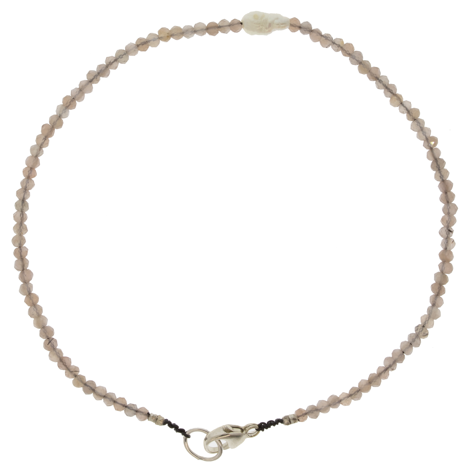 Margaret Solow: Bracelet, SS Clasp, Chocolate Moonstone & Pearl - Single Pearl